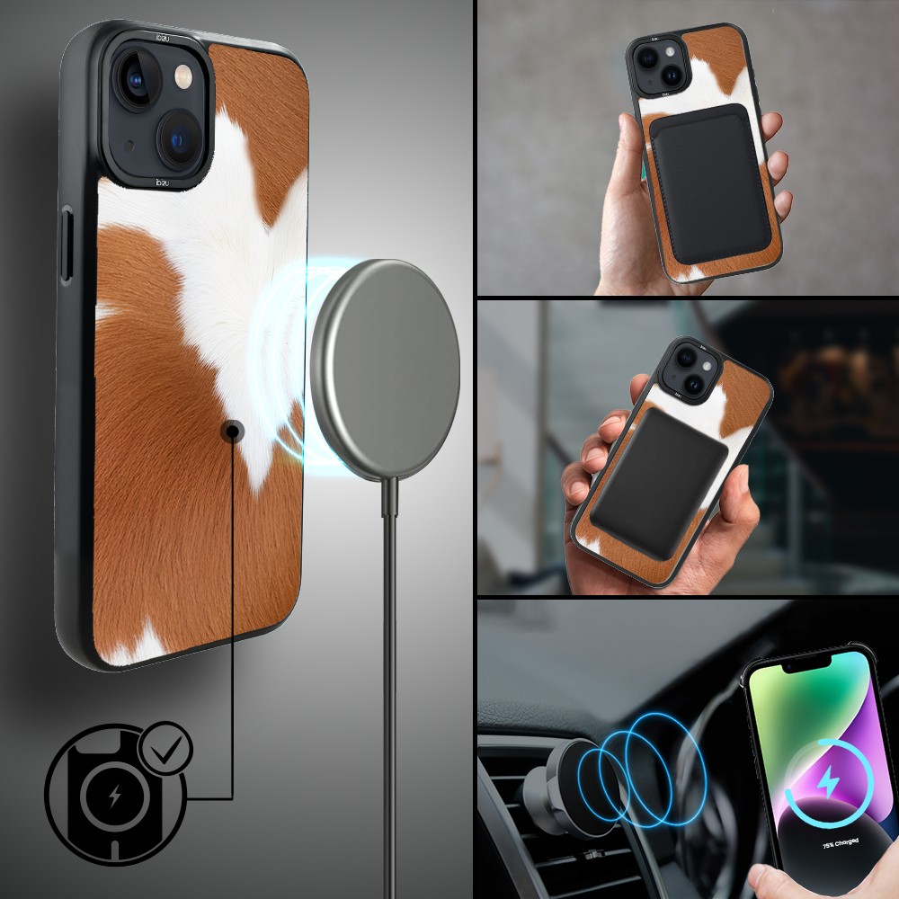 Etui do iPhone 14 Plus IBIZU DropGuard Matt z MagSafe, Zew Natury, Alpejska Krowa