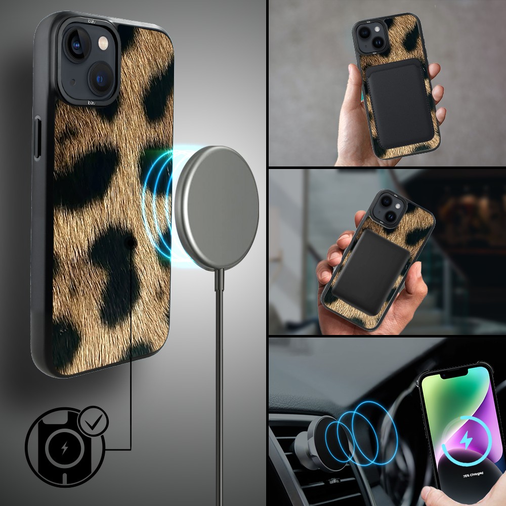 Etui do iPhone 14 Plus IBIZU DropGuard Matt z MagSafe, Zew Natury, Lampart