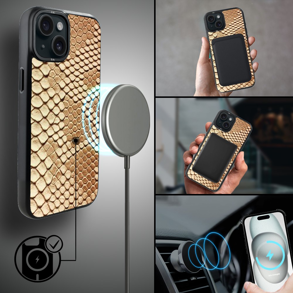 Etui do iPhone 15 Plus IBIZU DropGuard Matt z MagSafe, Zew Natury, Wąż