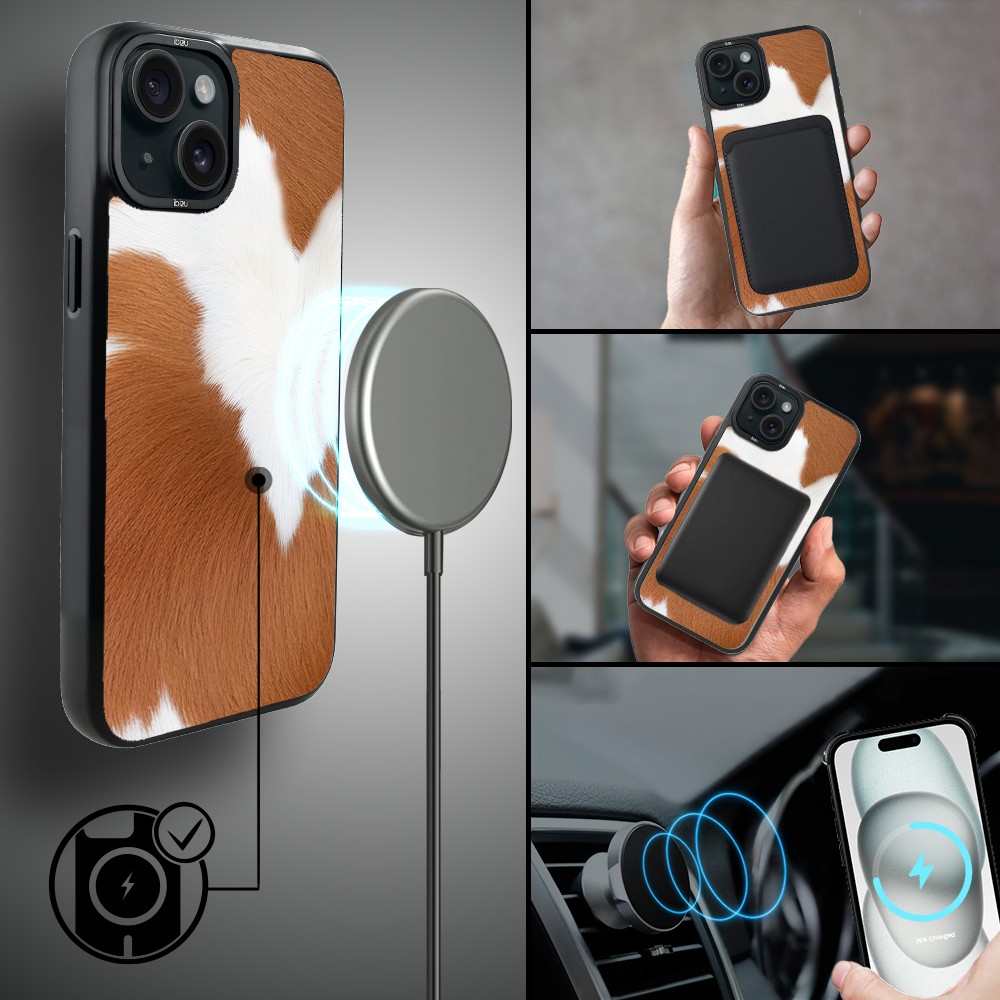 Etui do iPhone 15 Plus IBIZU DropGuard Matt z MagSafe, Zew Natury, Alpejska Krowa