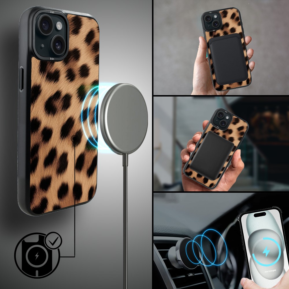 Etui do iPhone 15 IBIZU DropGuard Matt z MagSafe, Zew Natury, Pantera