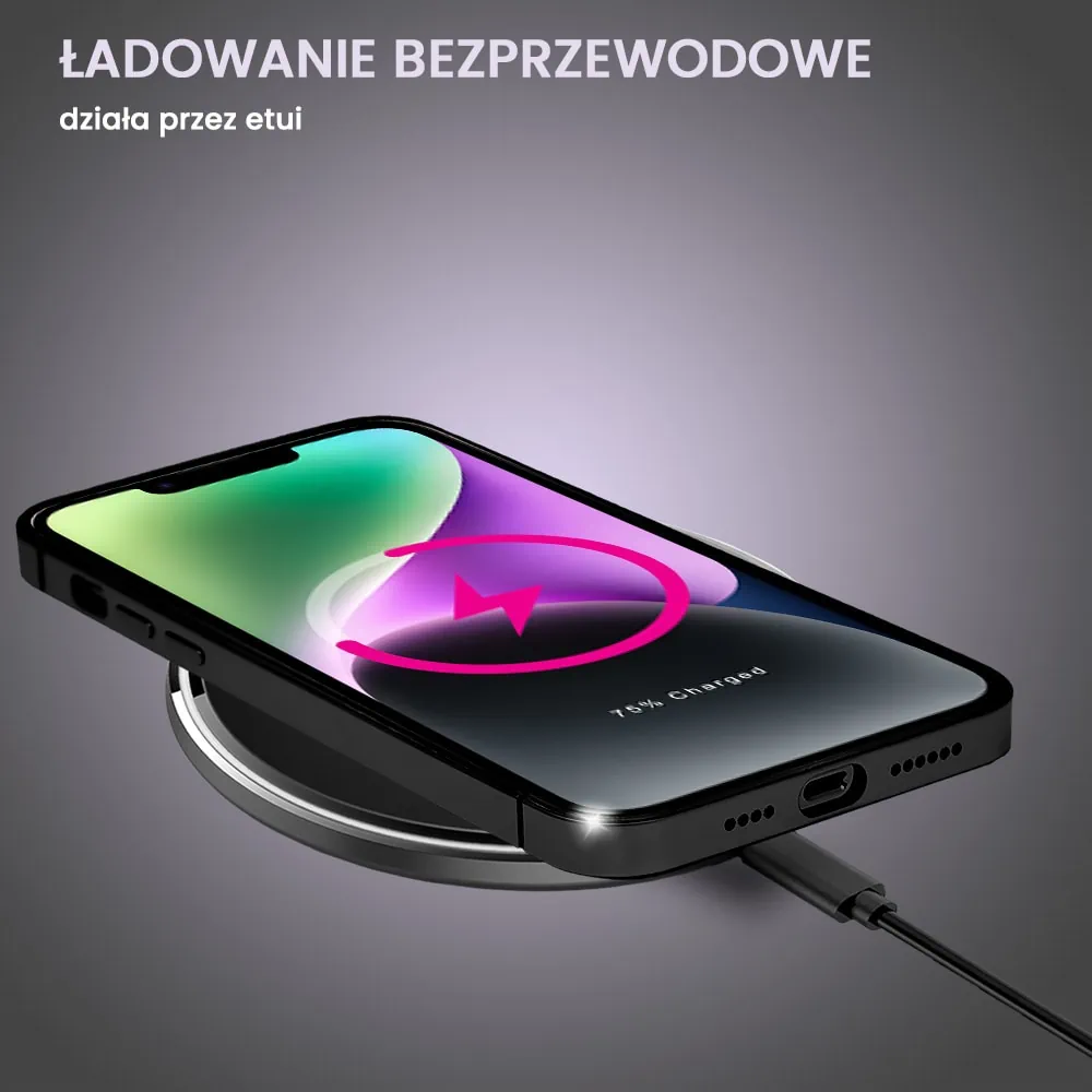 Etui do iPhone 14, Ibizu Elite Skin Cam Ring, krystalicznie czyste z metalową ramką, czarne z Magsafe