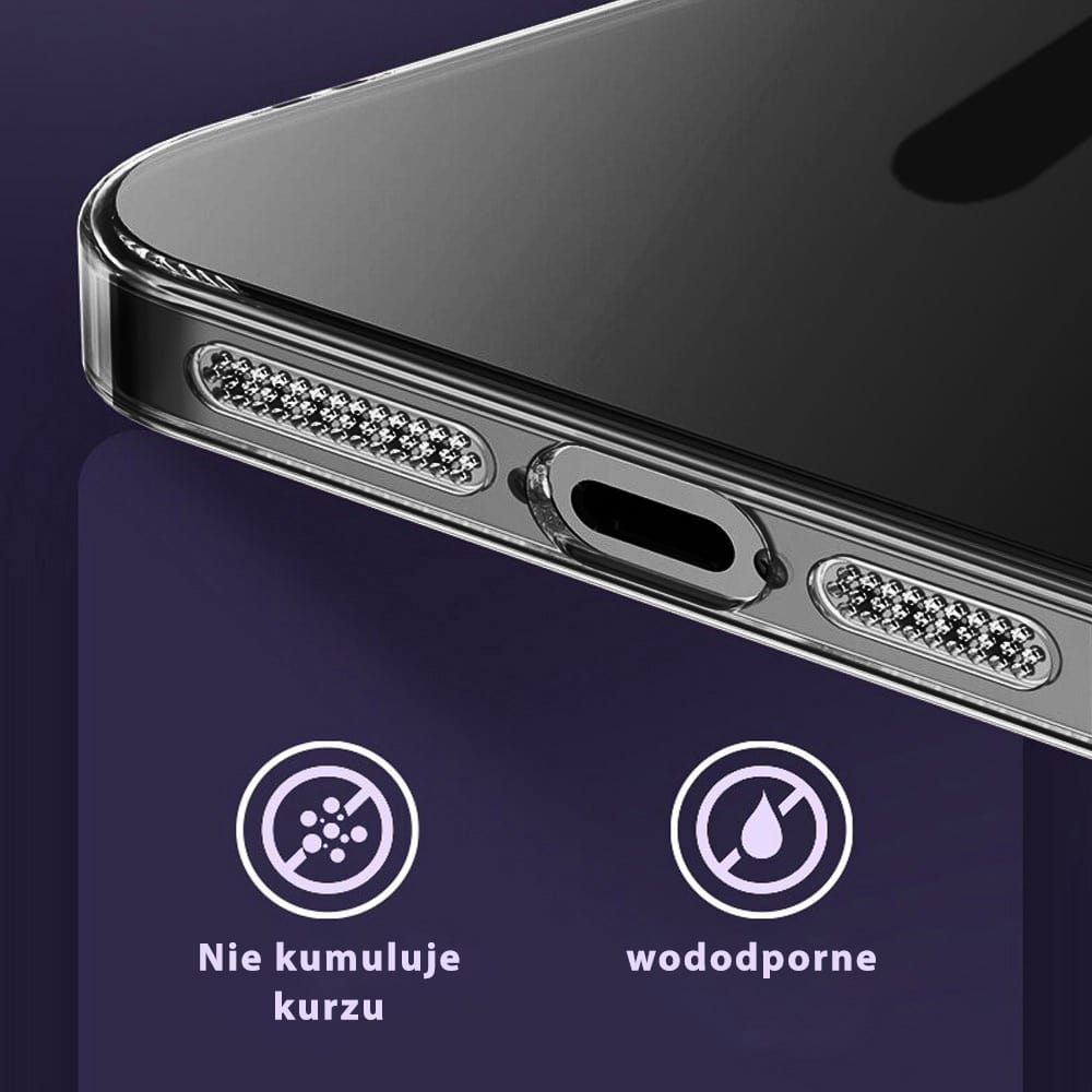 Etui do iPhone 14 Cam Ring MagSafe, twardy tył, przeźroczyste, czarne