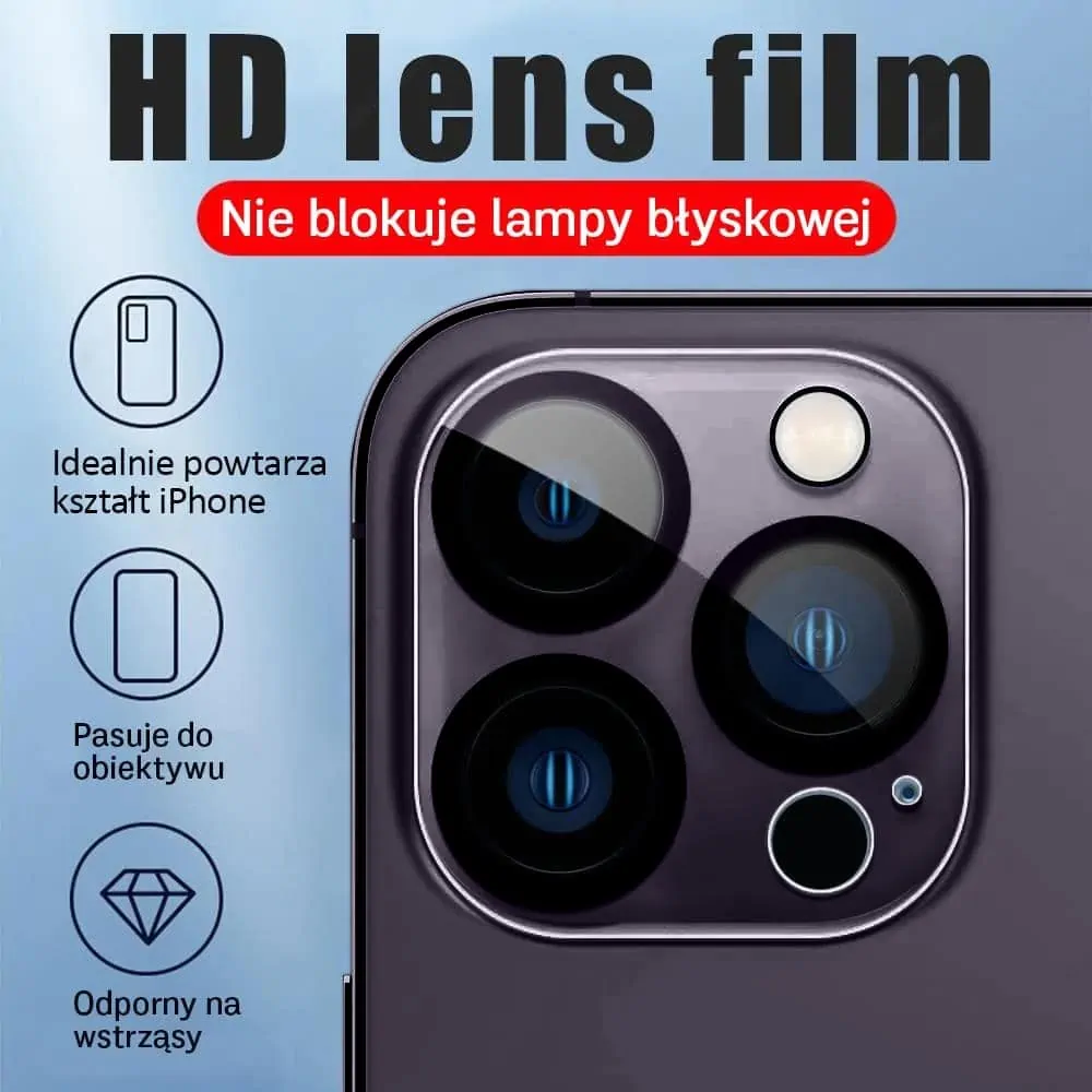 iPhone 15 Plus pełne szkło hartowane z pierścieniem na cały aparat, kamerę