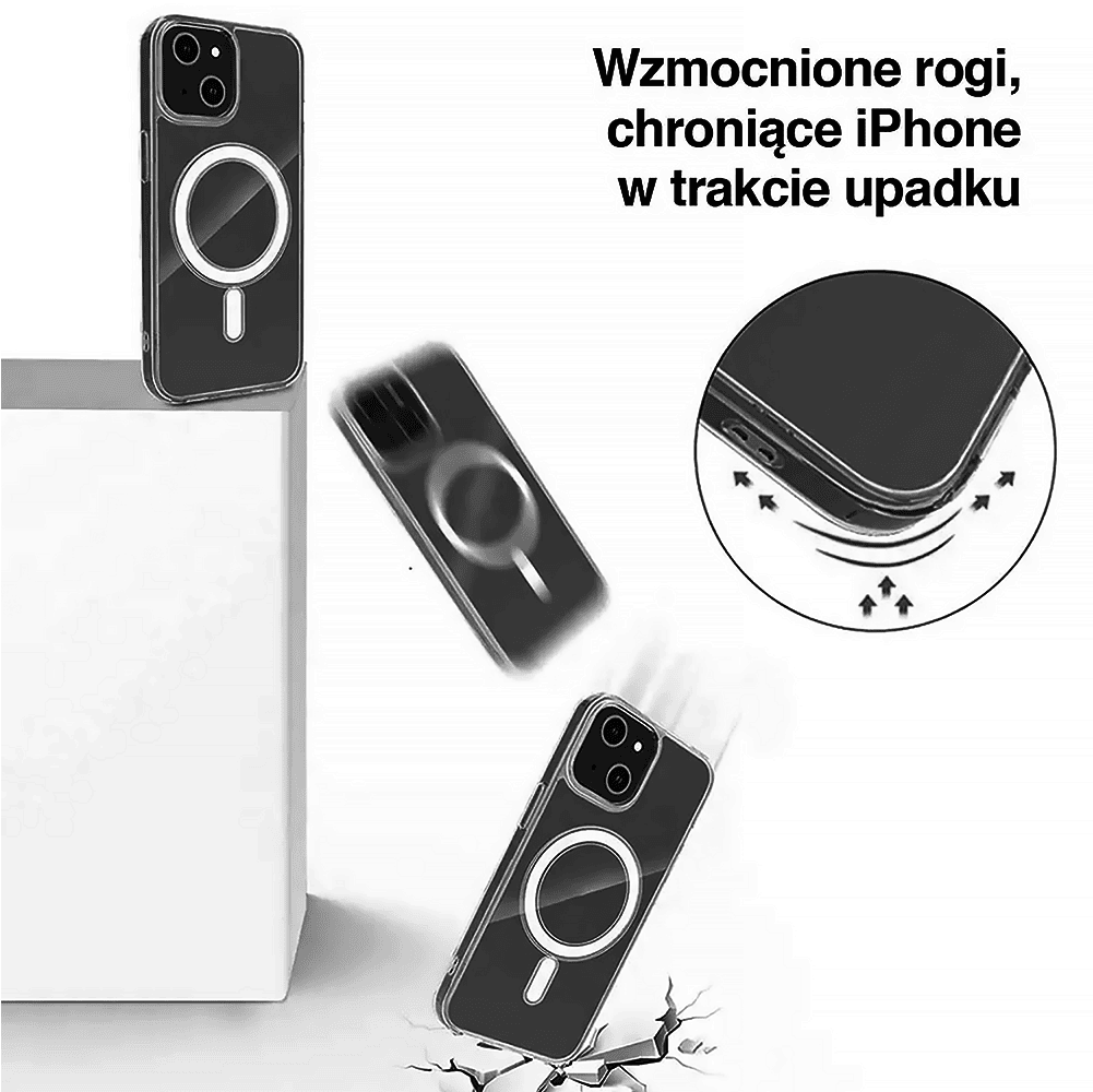 Etui do iPhone 15 Plus Clear Case, twardy tył z MagSafe, przeźroczyste