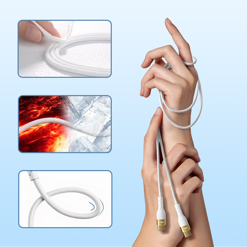 Kabel 2xUSB Typ C do iPhone 15/16, laptopa, tableta, PD100W, szybkie ładowanie, 2 metry, biały