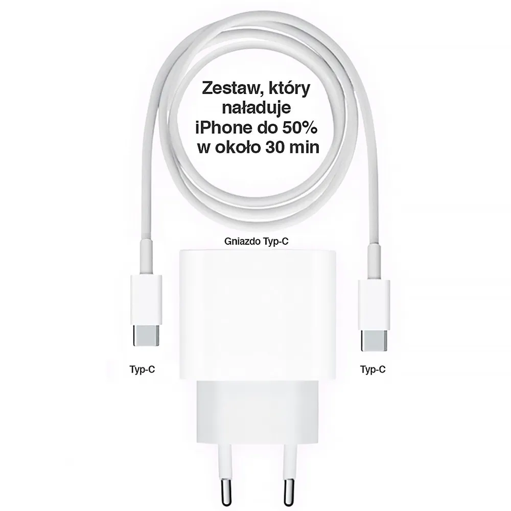Bardzo szybka ładowarka, zasilacz 3A 20W z kablem USB-C do iPhone 15/16 (wszystkie modele)