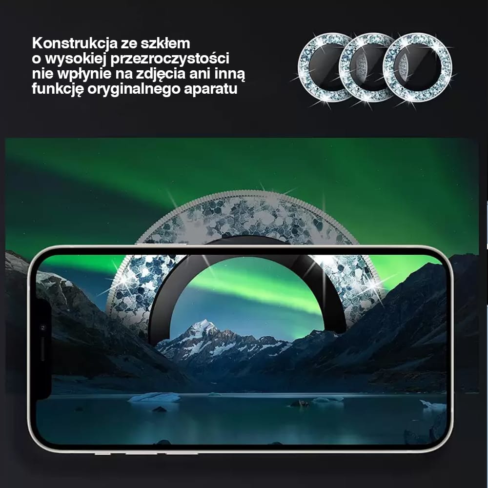 Luksusowa diamentowa osłona obiektywów, szkło na aparat iPhone 13 Pro Max górski błękit