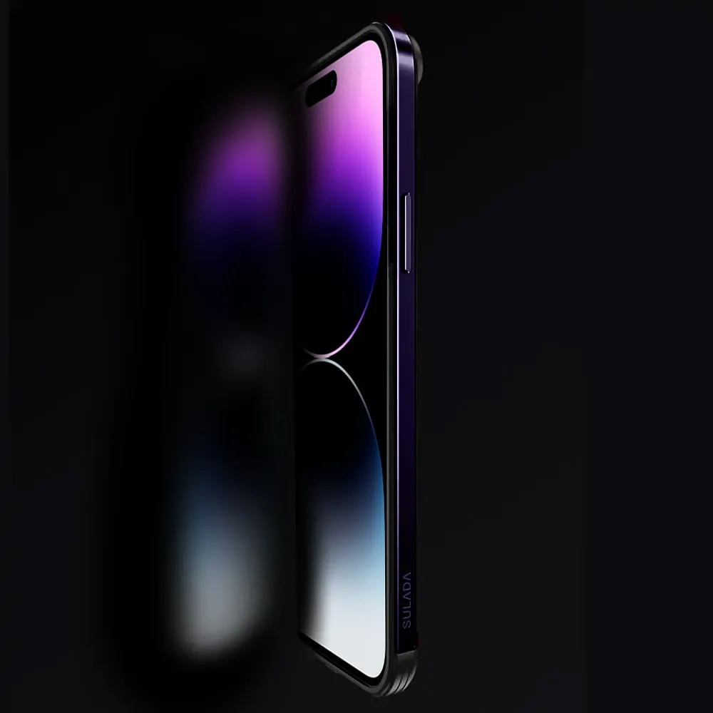 Etui do iPhone 14 Pro Max krystaliczny tył z metalową ramką, trwałe, eleganckie Sulada oryginal, purpurowe