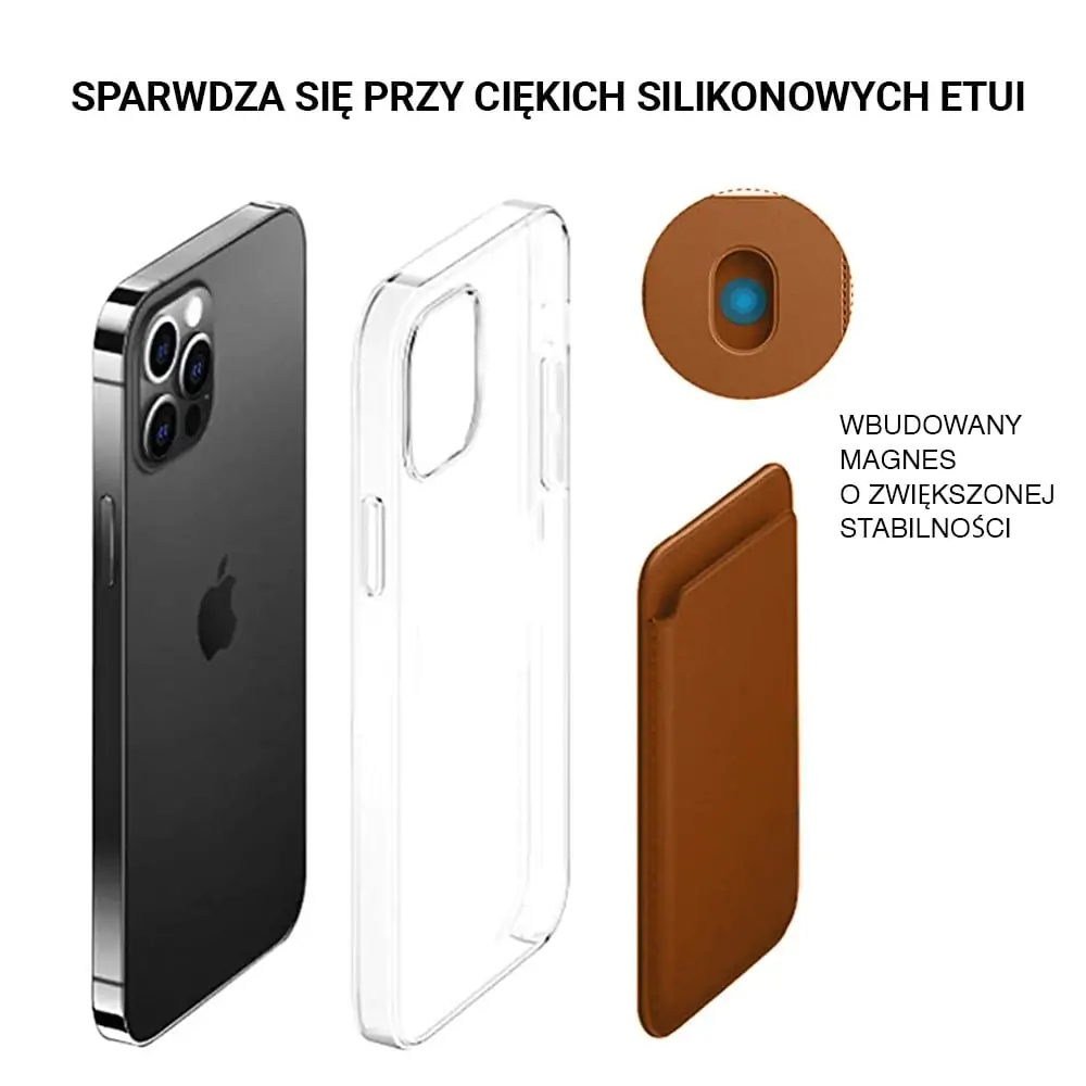 Skórzane etui portfel do iPhone 16/15/14/13/12/Pro/Plus/Pro Max/Mini MagSafe magnes na karty brązowy