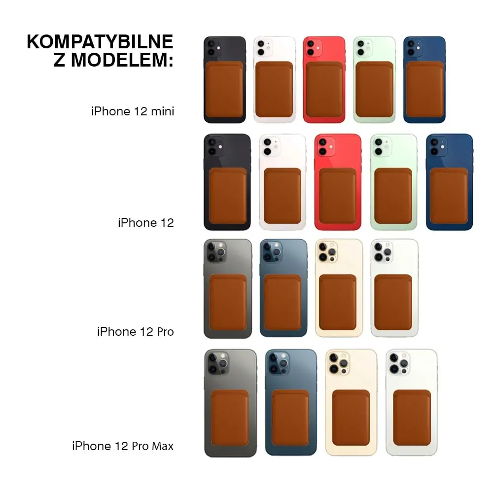 Skórzane etui portfel do iPhone 16/15/14/13/12/Pro/Plus/Pro Max/Mini MagSafe magnes na karty brązowy