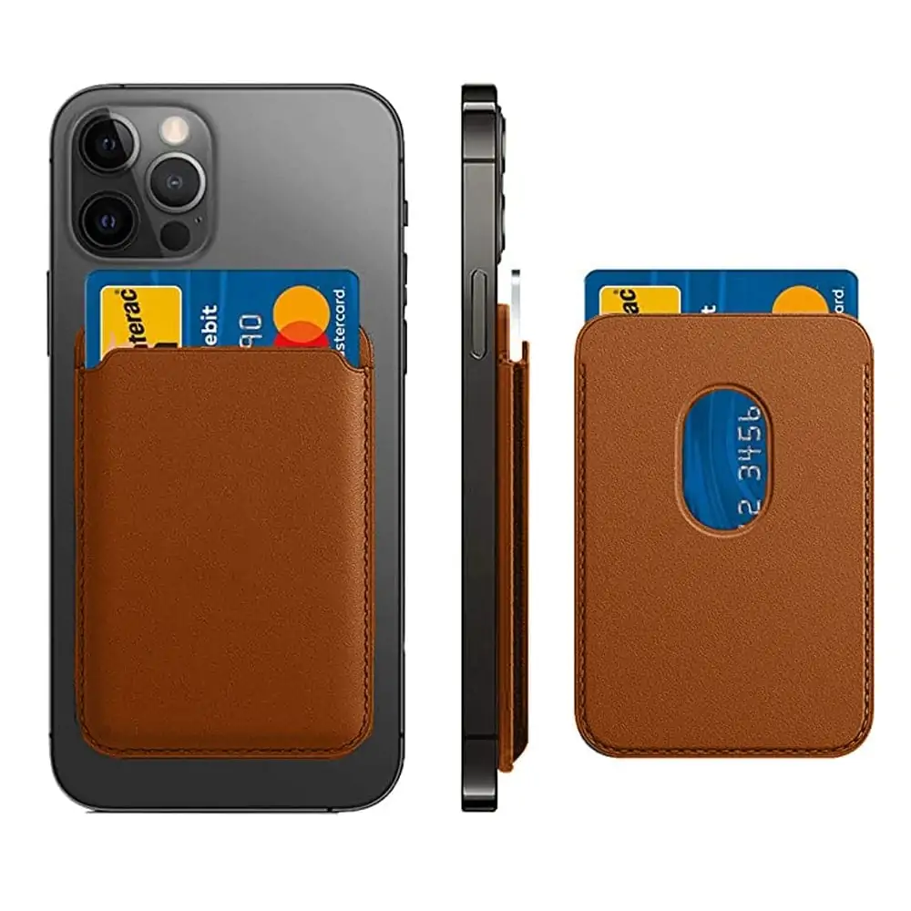 Skórzane etui portfel do iPhone 16/15/14/13/12/Pro/Plus/Pro Max/Mini MagSafe magnes na karty brązowy