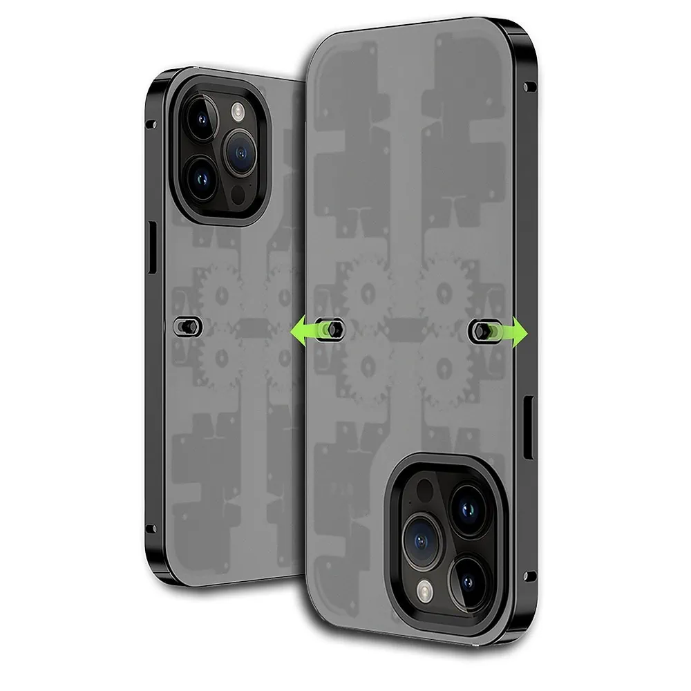 Etui do iPhone 14 Pro Max Tech Works, aluminiowa ramka, matowy tył, czarne