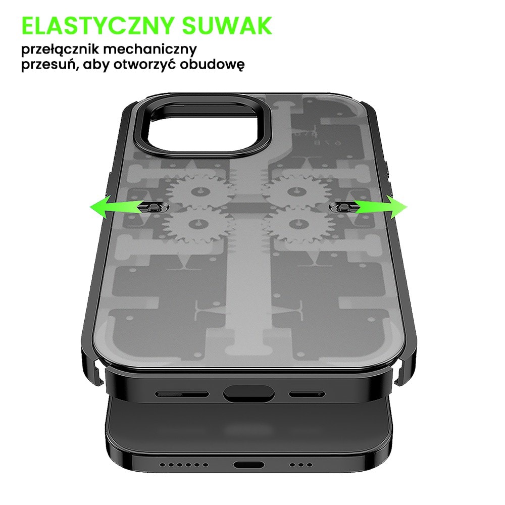 Etui do iPhone 14 Pro Max Tech Works, aluminiowa ramka, matowy tył, czarne