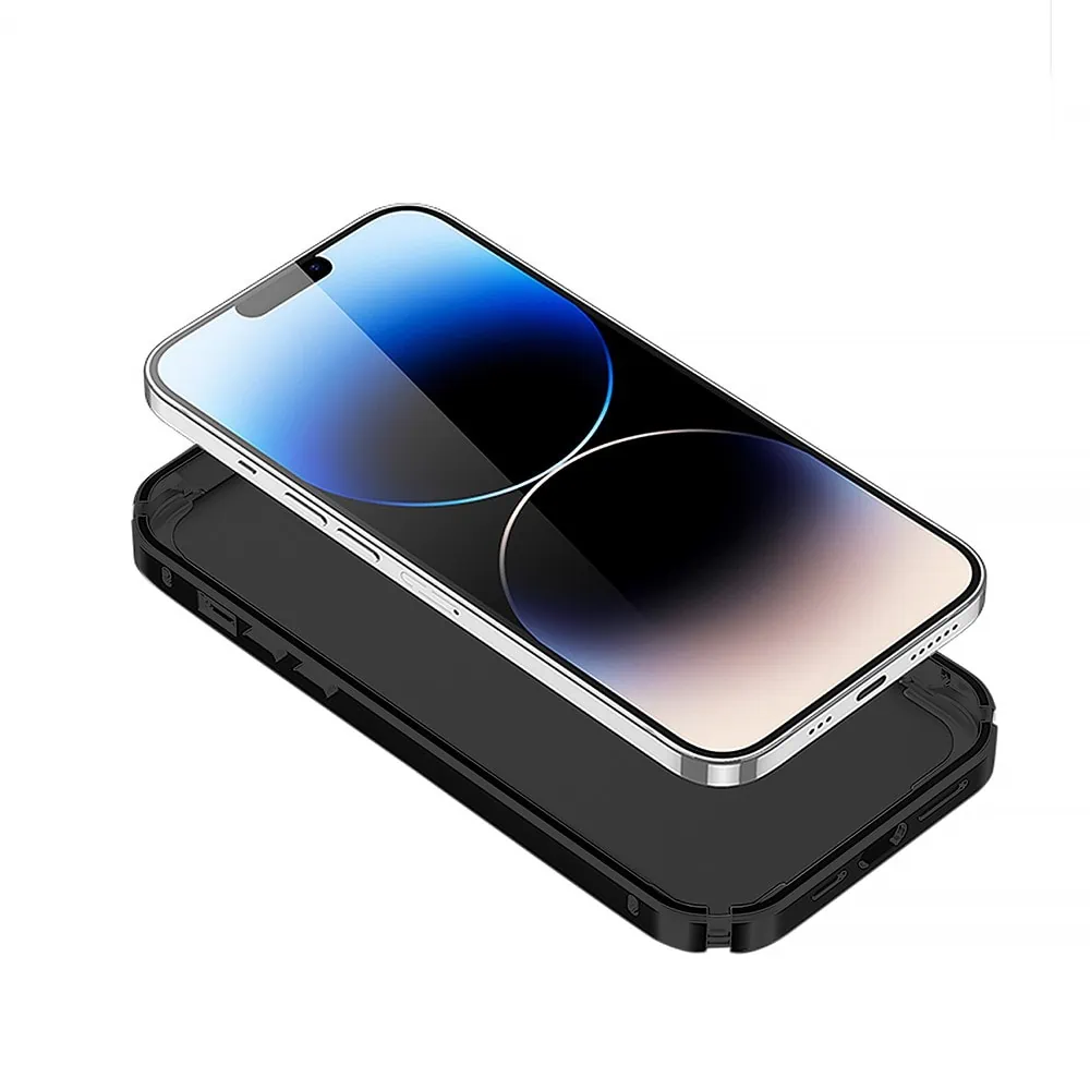 Etui do iPhone 14 Pro Max Tech Works, aluminiowa ramka, matowy tył, czarne