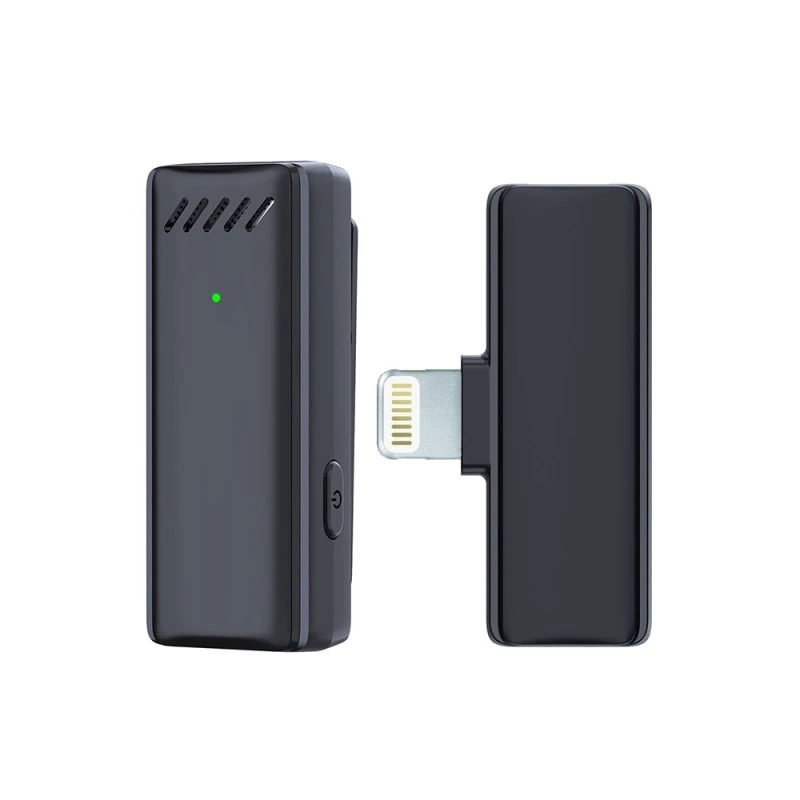 Mikrofon bezprzewodowy do iPhone Lightning z pudełkiem ładującym, czarny