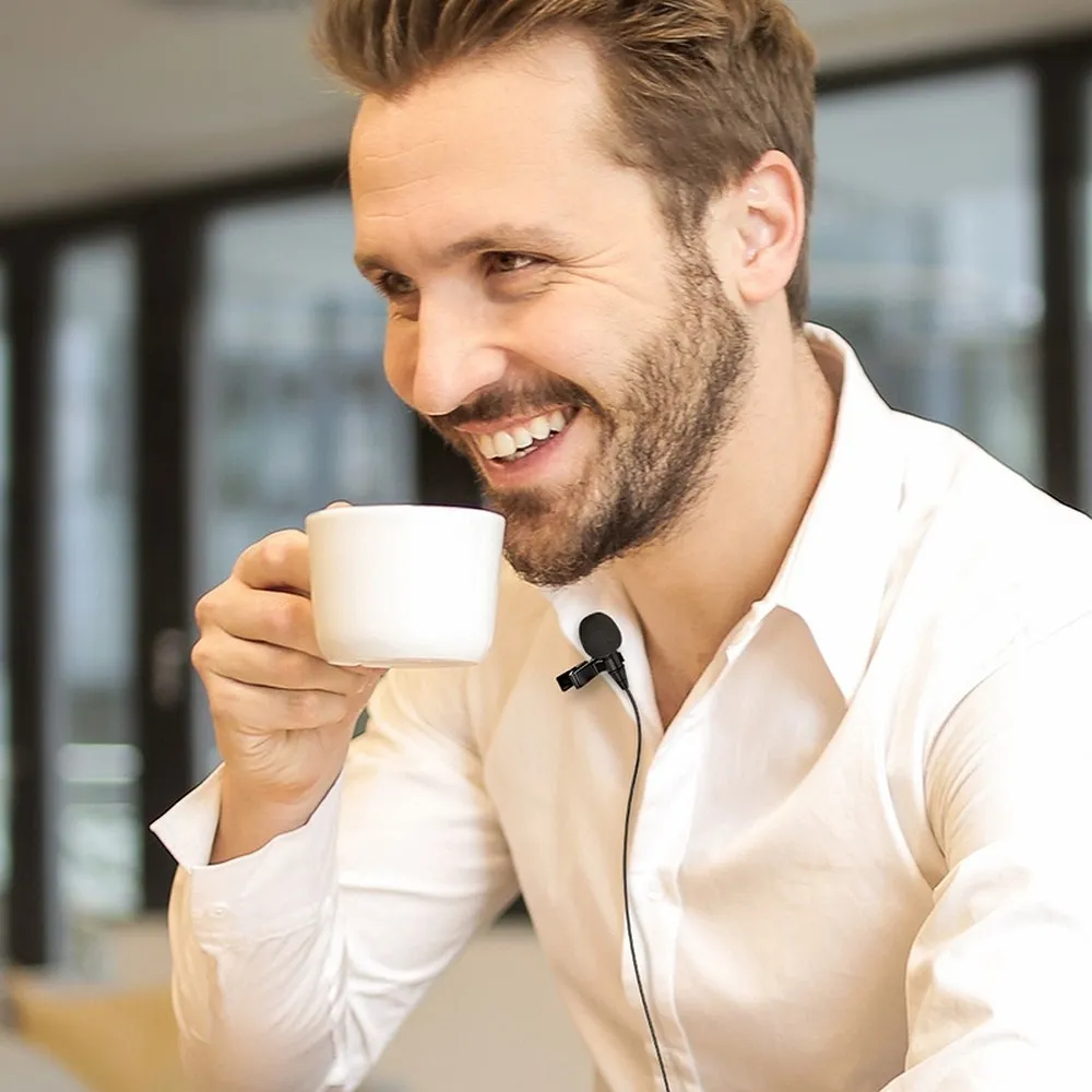 Mikrofon do iPhone 15/16 z wejściem USB typ C, z klipsem i gąbką wygłuszającą do nagrań i rozmów, krawatowy