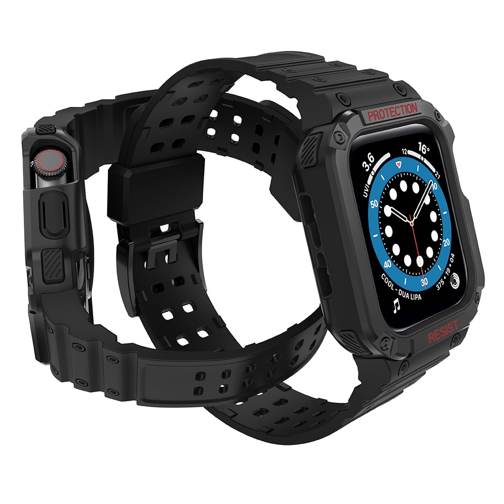 Pasek + etui 2w1 Pancerna ochrona do Apple Watch Series 7/6/5/4/3/2/SE (45/44/42mm), czarny
