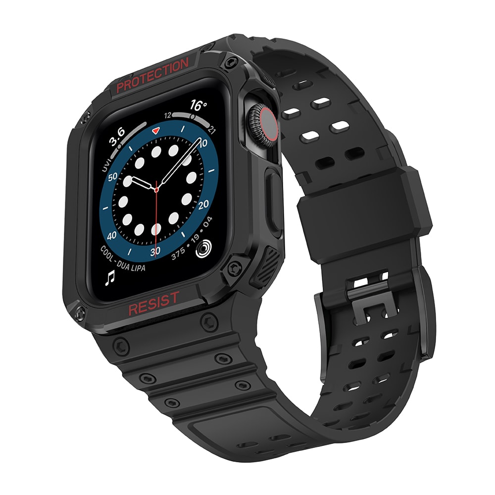 Pasek + etui 2w1 Pancerna ochrona do Apple Watch Series 7/6/5/4/3/2/SE (45/44/42mm), czarny