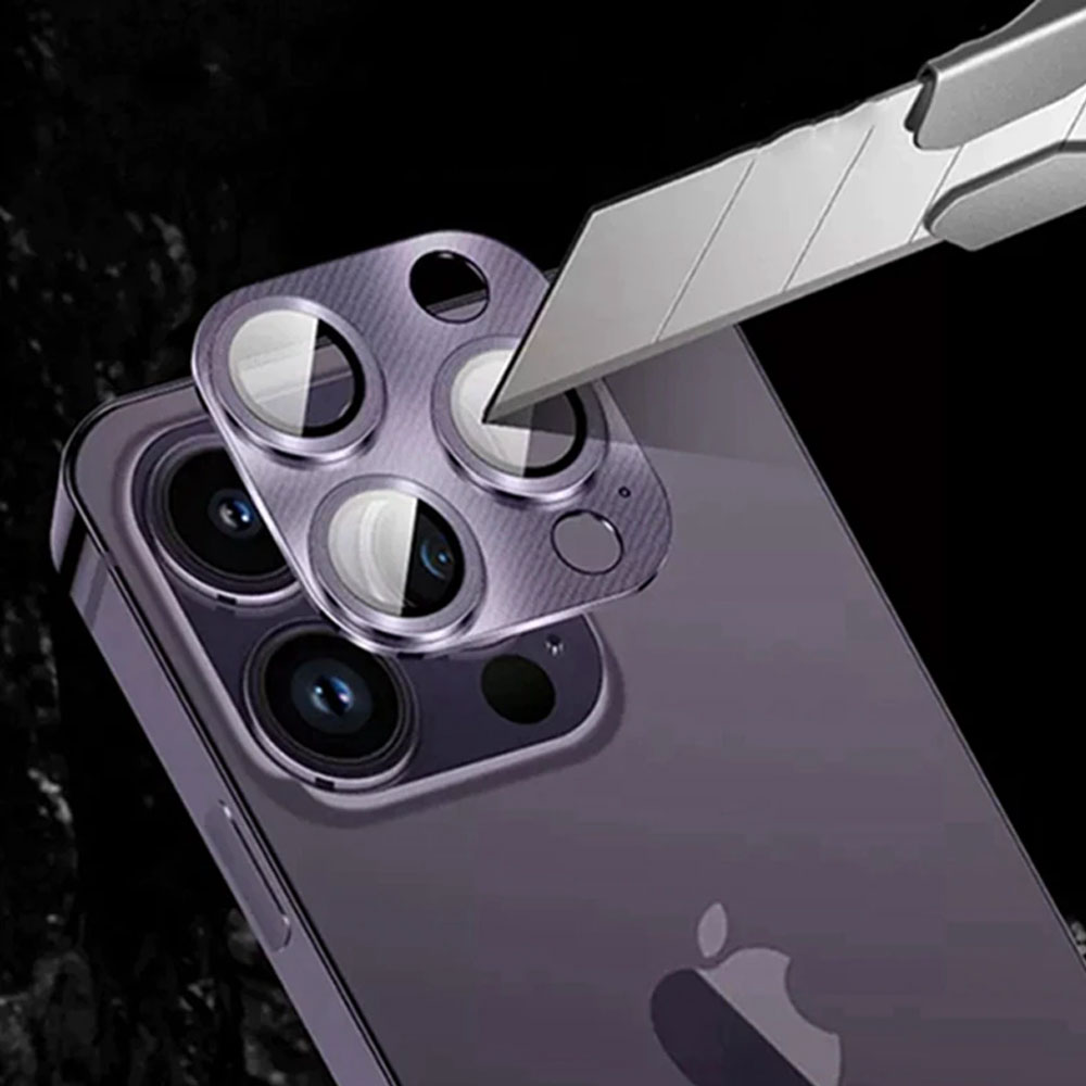 iPhone 14 Pro Max metalowa osłona na cały aparat, wbudowane szkła 9H, purpurowa, fioletowa
