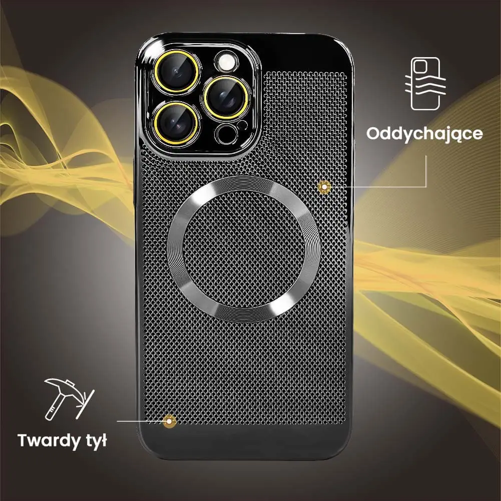 Etui do iPhone 16 Pro Max z Magsafe, cienkie, twarde, oddychające, z osłoną aparatu, czarne