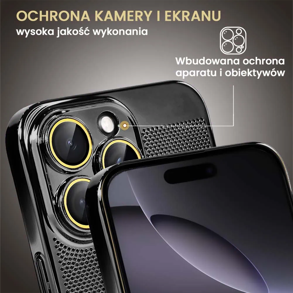 Etui do iPhone 16 Pro Max z Magsafe, cienkie, twarde, oddychające, z osłoną aparatu, czarne