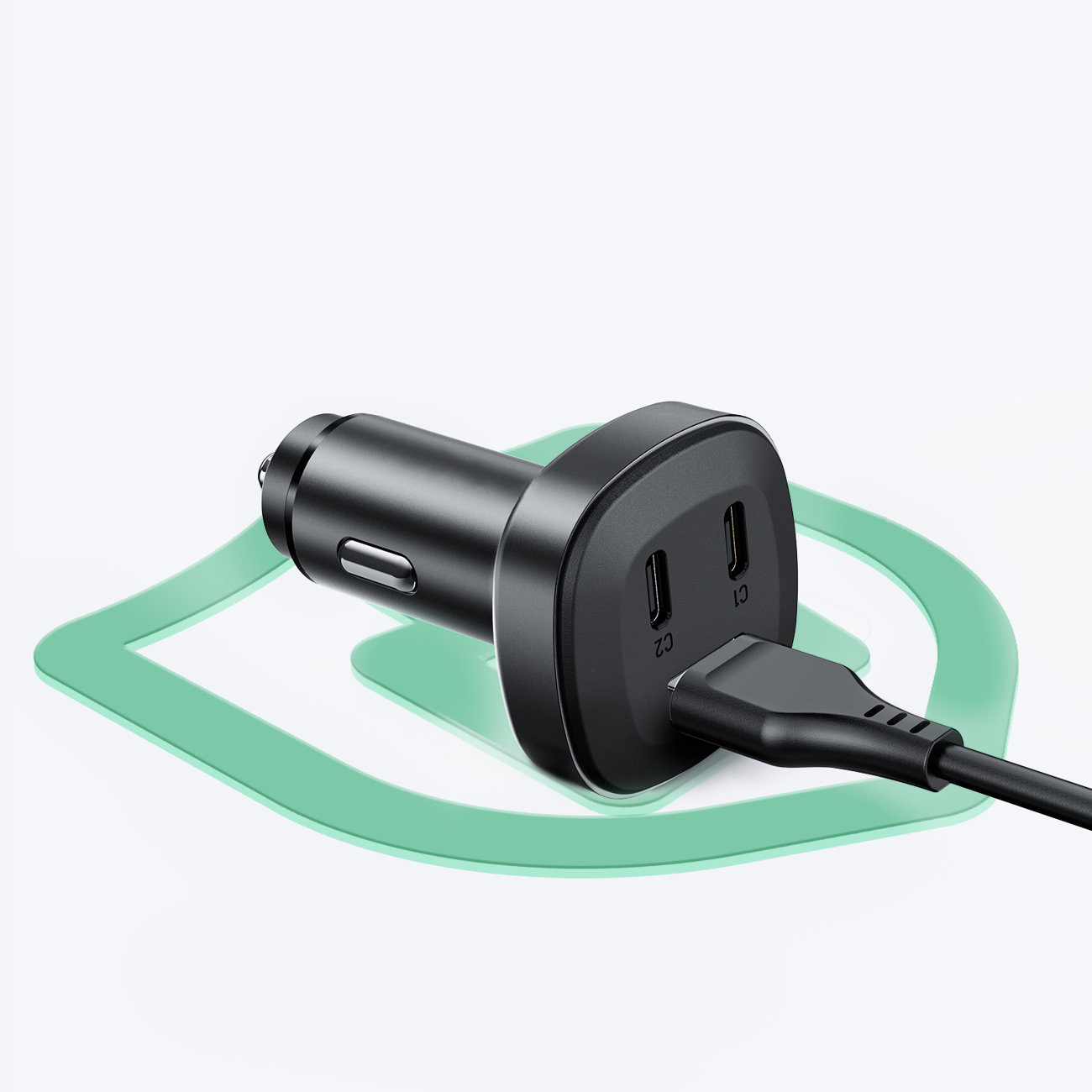 Ładowarka samochodowa trzy porty: 2x USB Typ C + USB 66W QC4.0, AFC