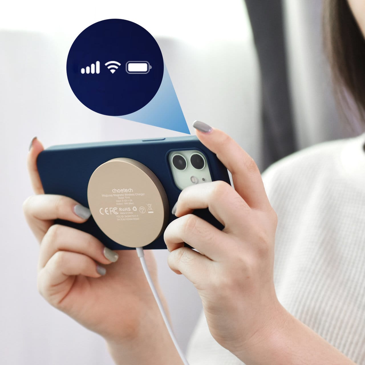 Bezprzewodowa ładowarka magnetyczna 15W MagSafe do iPhone 12/13/14/15/16, złota