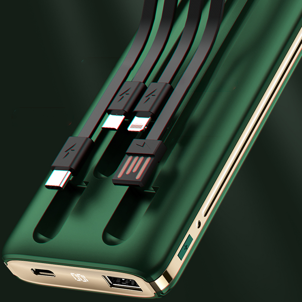 Power bank 20000 mAh 4w1 (Lightning, USB Typ C, USB, micro USB) wyświetlacz LED, zielony