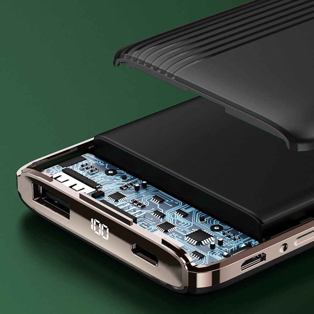 Power bank 20000 mAh 4w1 (Lightning, USB Typ C, USB, micro USB) wyświetlacz LED, zielony