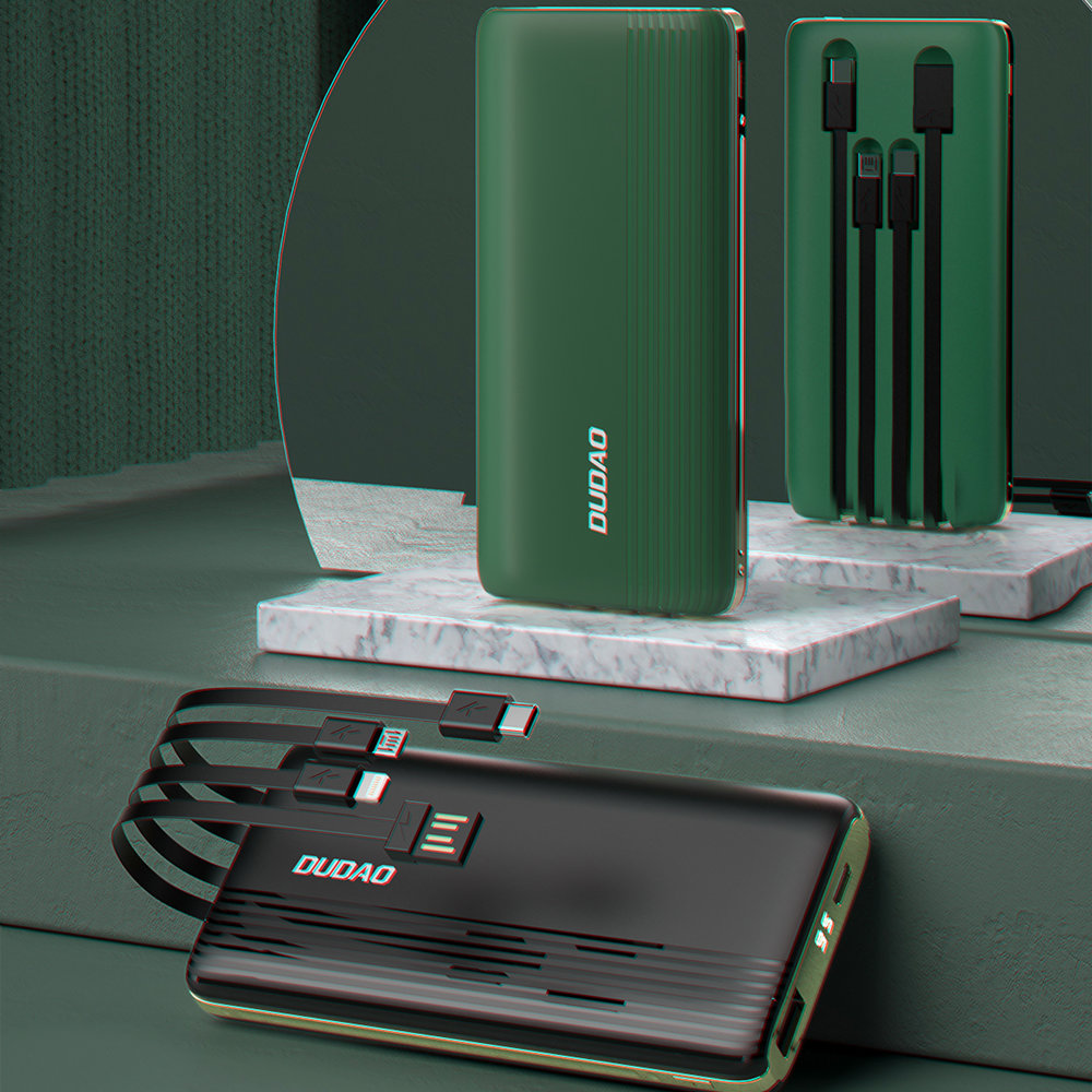 Power bank 20000 mAh 4w1 (Lightning, USB Typ C, USB, micro USB) wyświetlacz LED, zielony