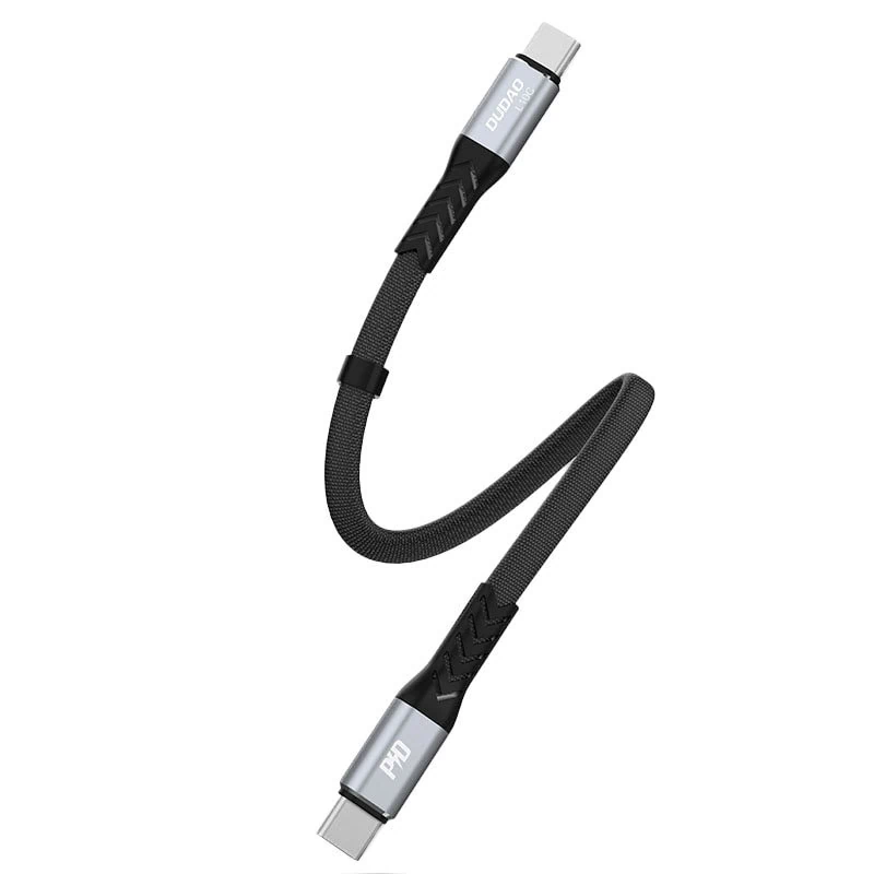 Kabel 2xUSB Typ C do iPhone 15/16, tableta, laptopa, PD100W, bardzo krótki, 0.23 metra, czarny