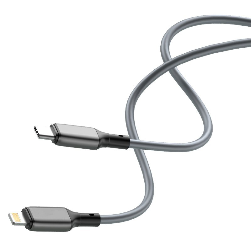Kabel USB Typ C – Lightning, 65W PD bardzo szybkie ładowanie, 1 metr, szary