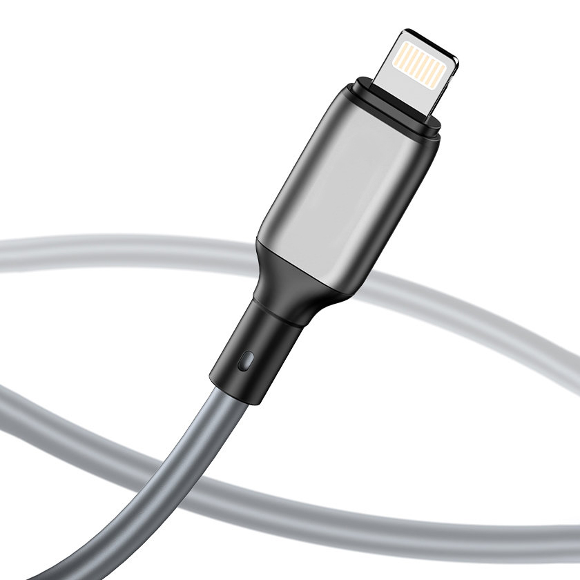 Kabel USB Typ C – Lightning, 65W PD bardzo szybkie ładowanie, 1 metr, szary