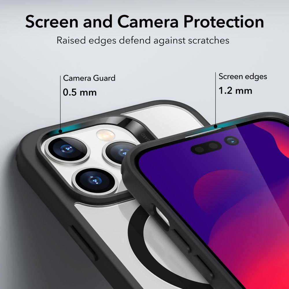 Etui do iPhone 14 Pro Max HaloLock, hybrydowe przeźroczyste, szklany tył z Magsafe, czarne