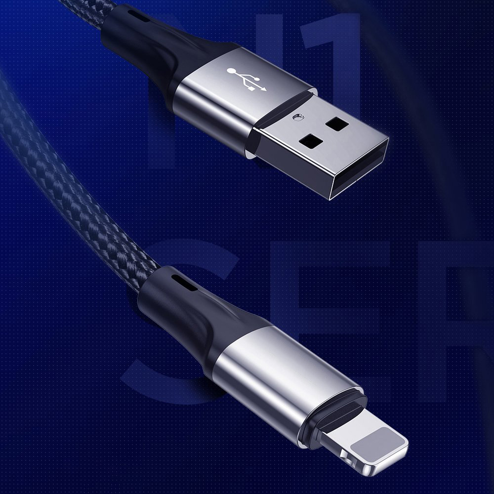 Kabel USB – Lightning, do iPhone SE/8/X/XR/XS/11/12/13/14 do szybkiego ładowania, 1.5 metra, czarny