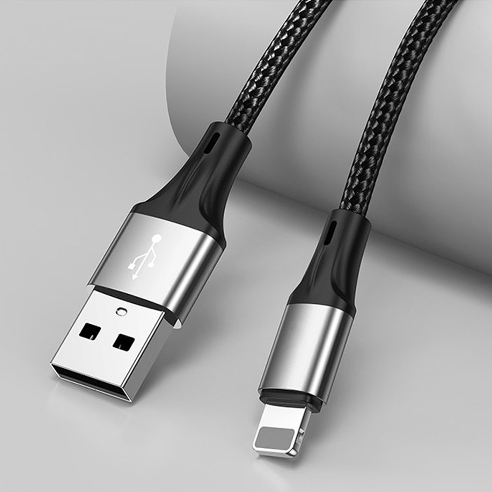 Kabel USB – Lightning, do iPhone SE/8/X/XR/XS/11/12/13/14 do szybkiego ładowania, 1.5 metra, czarny