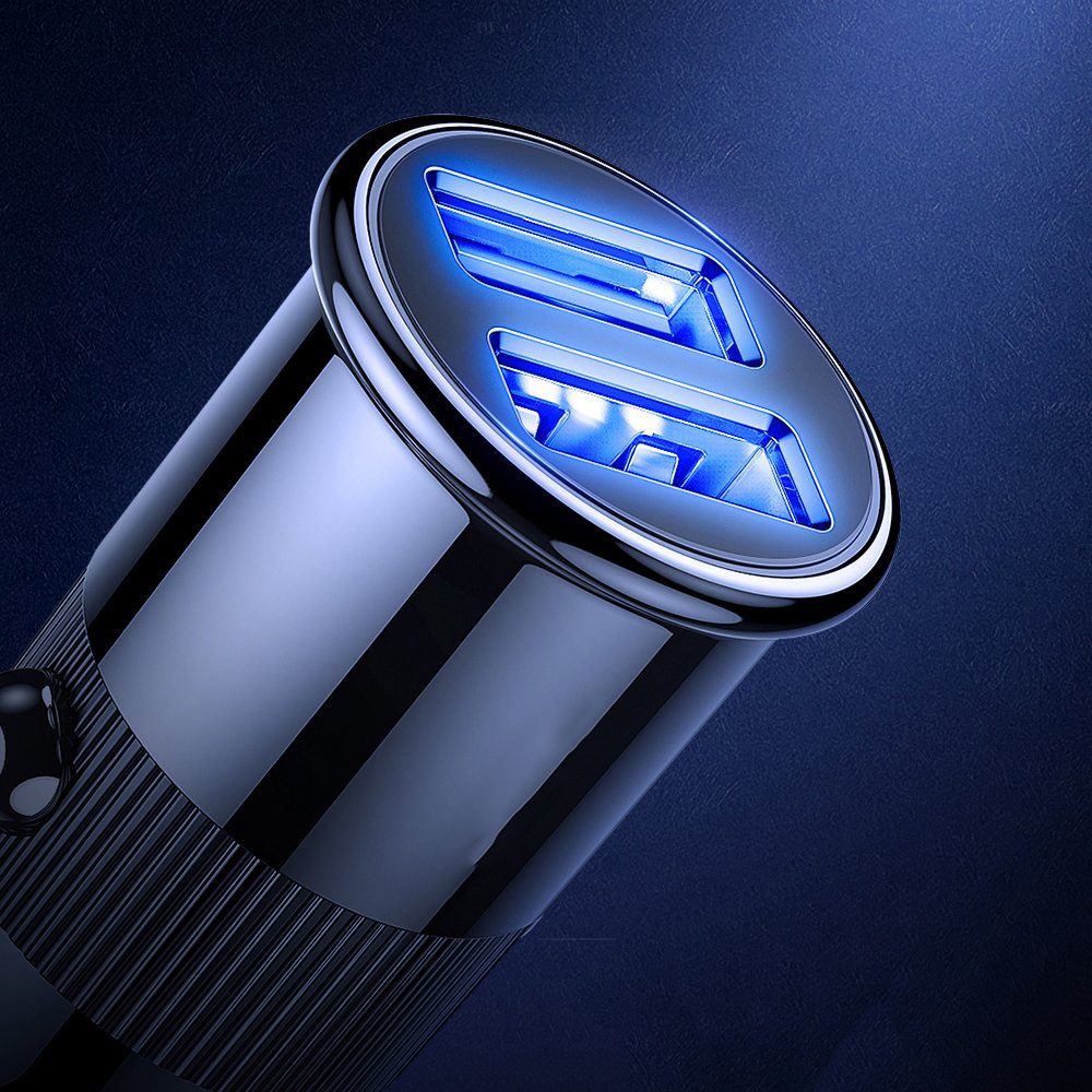 Kompaktowa ładowarka samochodowa 20W 2xUSB, czarna