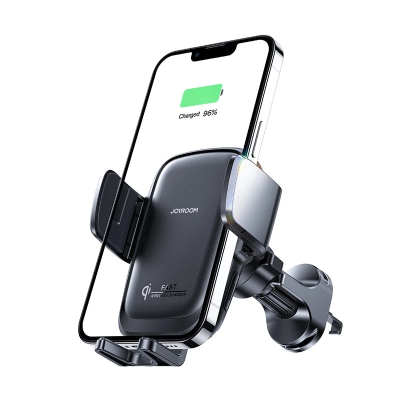 Uchwyt samochodowy z ładowaniem bezprzewodowym 15W, do kratki wentylacyjnej, czarny