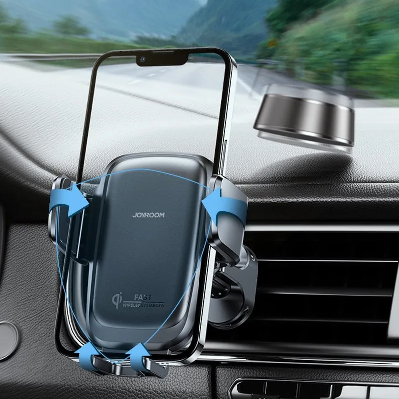 Uchwyt samochodowy z ładowaniem bezprzewodowym 15W, do kratki wentylacyjnej, czarny