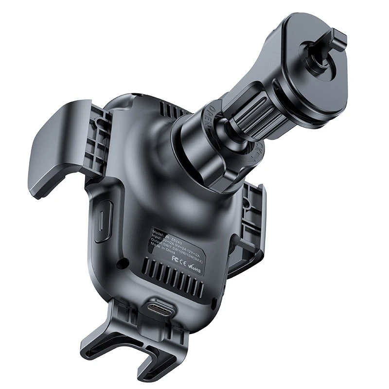 Uchwyt samochodowy z ładowaniem bezprzewodowym 15W, do kratki wentylacyjnej, czarny