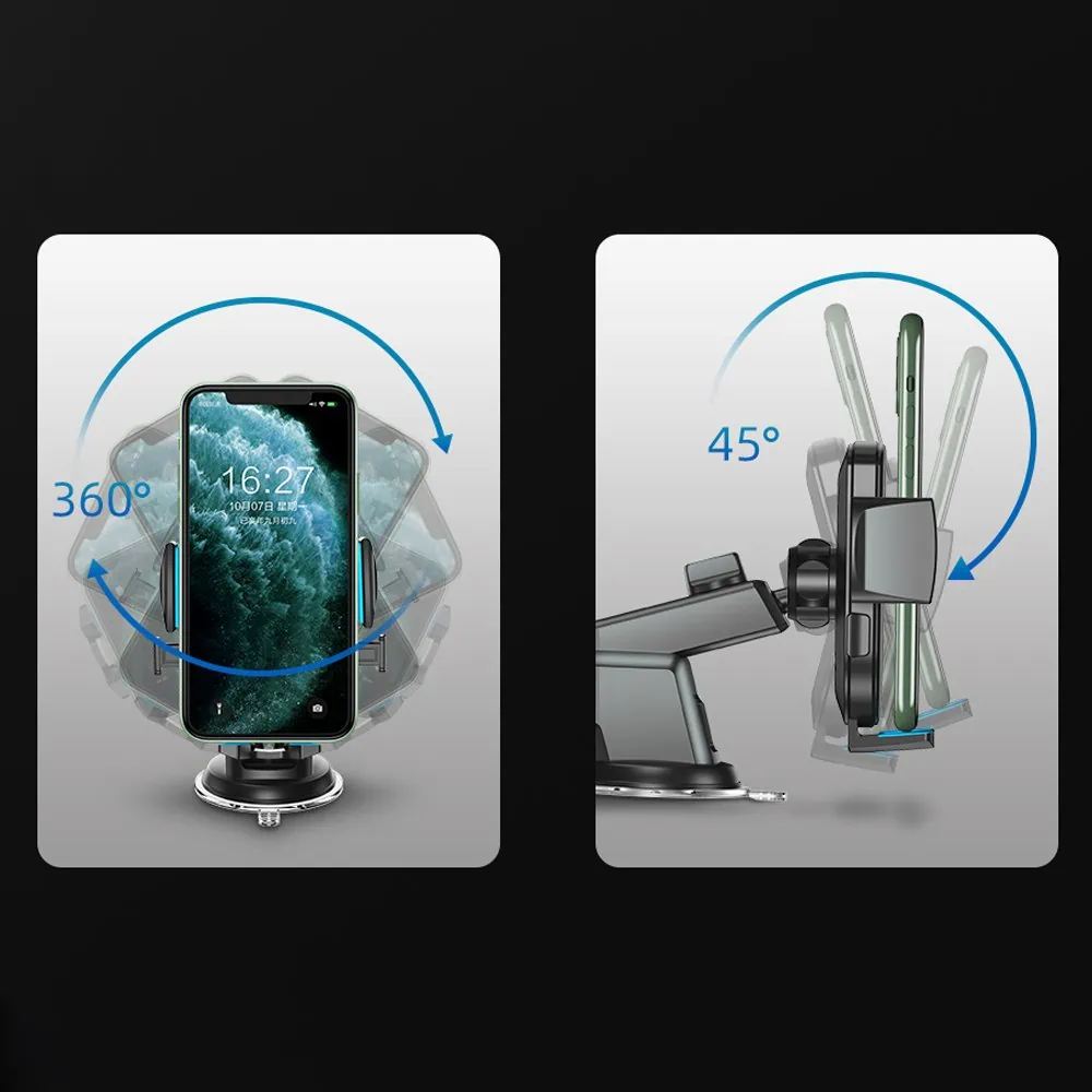 Uchwyt samochodowy na telefon z teleskopowym wysuwanym ramieniem na deskę rozdzielczą i szybę, czarny