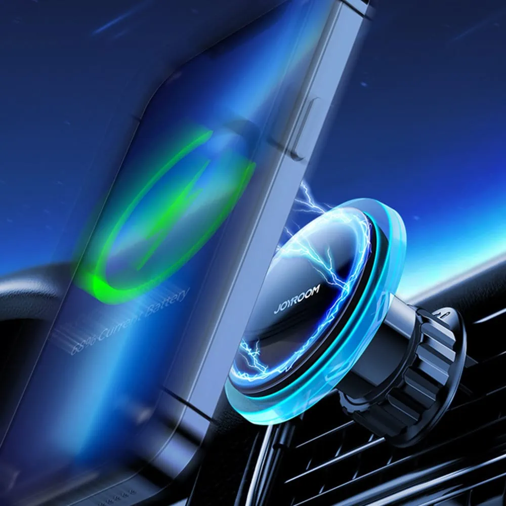 Uchwyt samochodowy do telefonu z ładowarką indukcyjną Qi 15W (kompatybilne z MagSafe), do kratki nawiewu, czarny