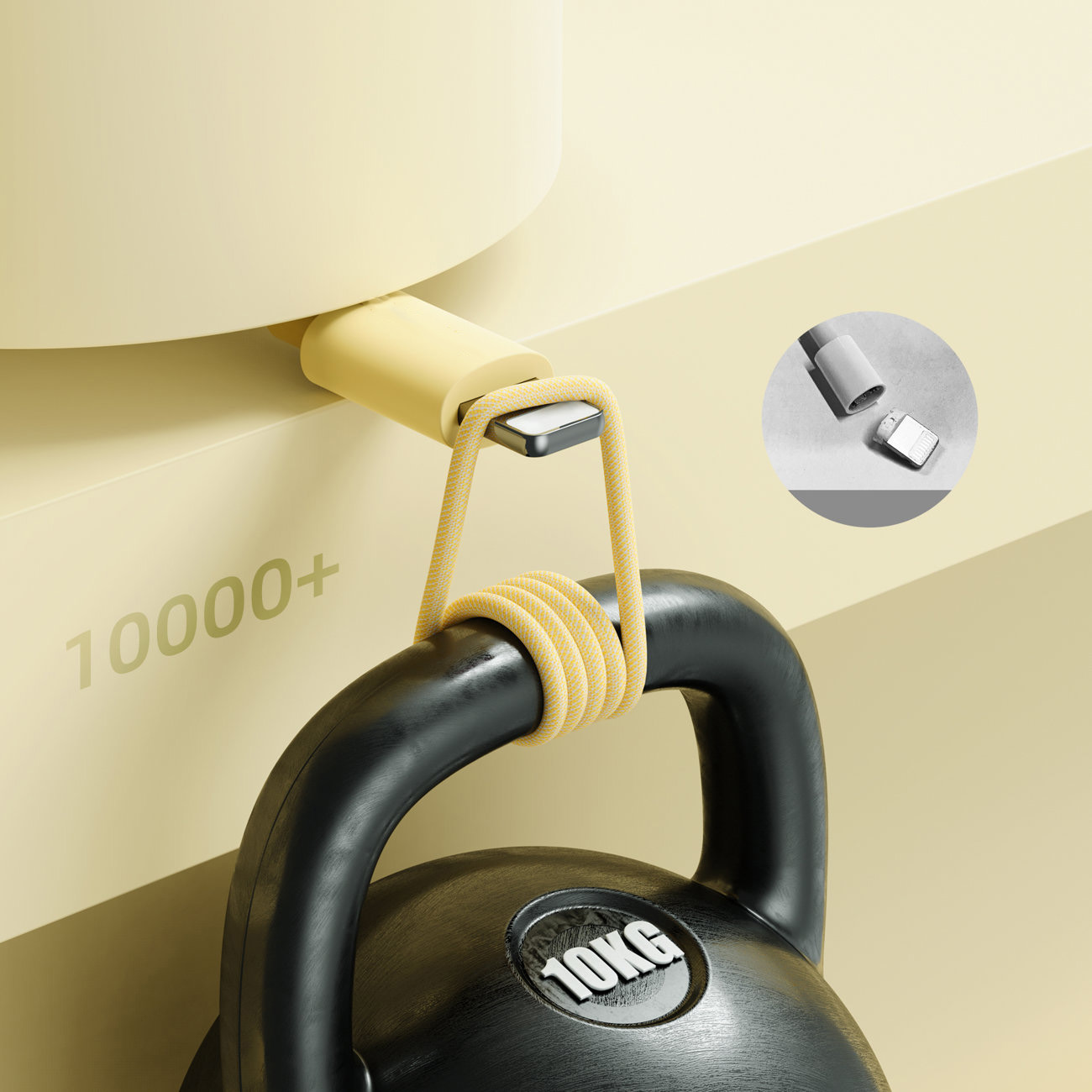 Kabel USB Typ C – Lightning, wytrzymały do szybkiego ładowania / transmisji danych 20W, 1 metr, żółty