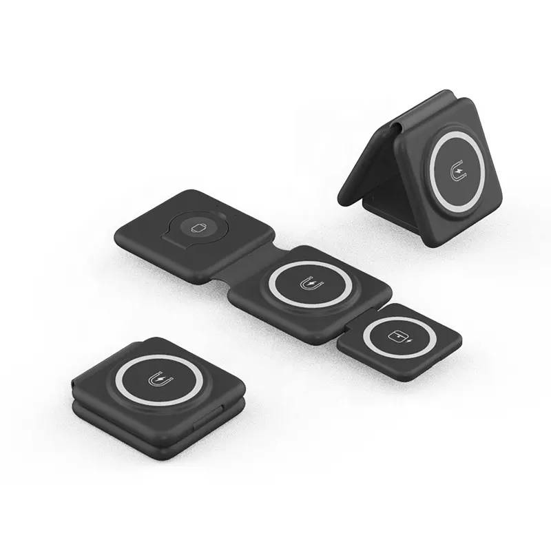 Ładowarka bezprzewodowa indukcyjna 3w1 – 15W iPhone, Apple Watch, AirPods, czarna