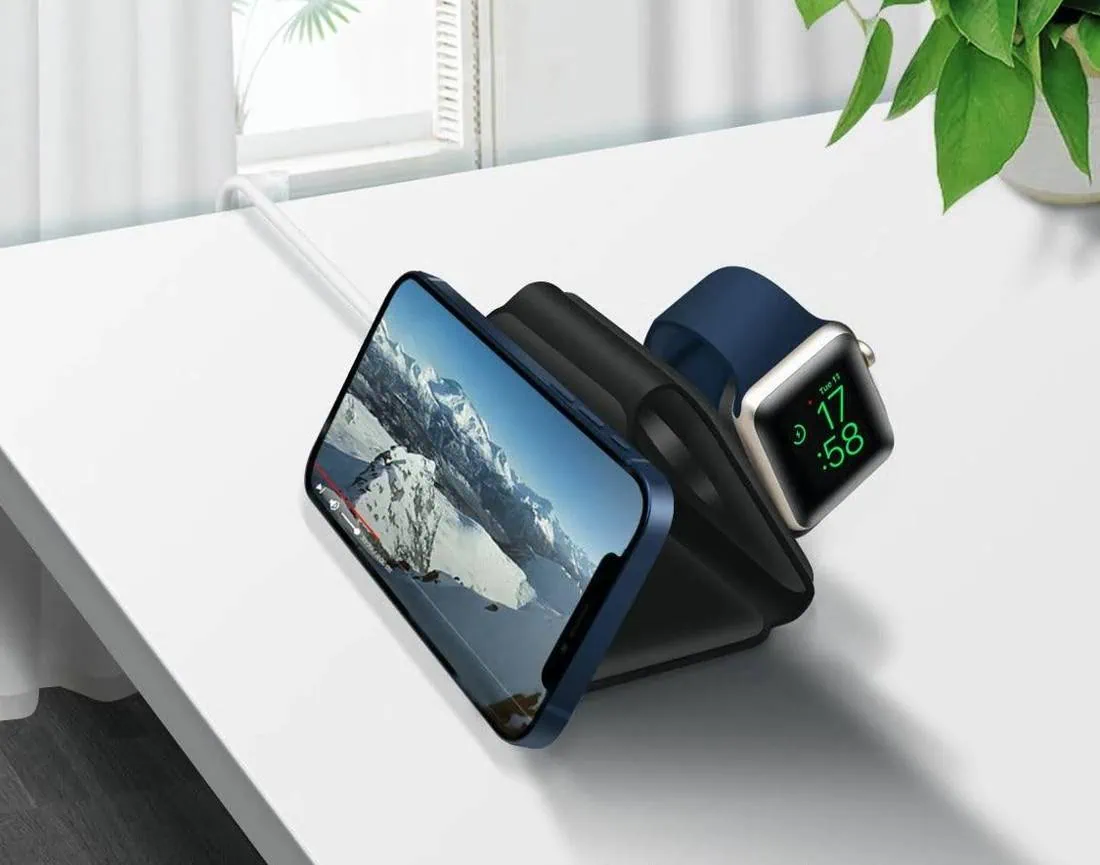 Ładowarka bezprzewodowa indukcyjna 3w1 – 15W iPhone, Apple Watch, AirPods, czarna