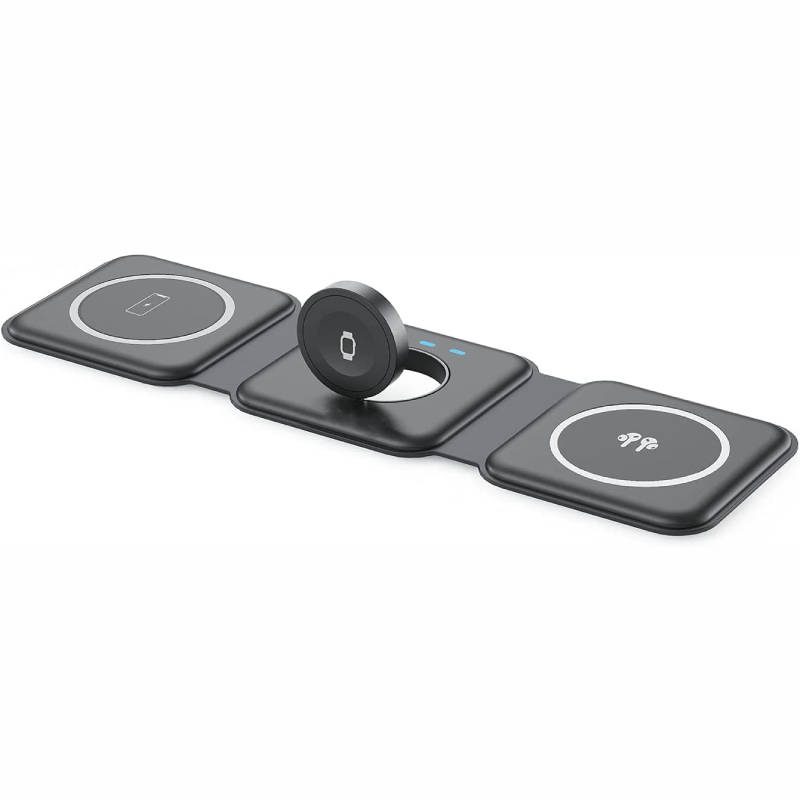 Ładowarka bezprzewodowa indukcyjna 3w1 – 15W iPhone, Apple Watch, AirPods, czarna