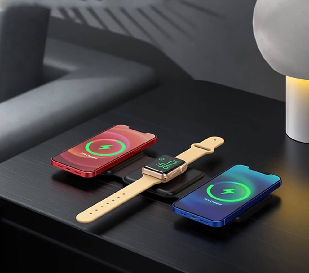 Ładowarka bezprzewodowa indukcyjna 3w1 – 15W iPhone, Apple Watch, AirPods, czarna