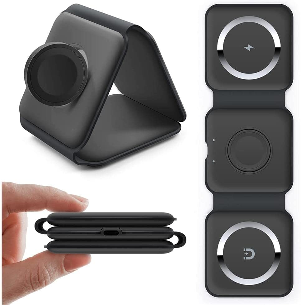 Ładowarka bezprzewodowa indukcyjna 3w1 – 15W iPhone, Apple Watch, AirPods, czarna