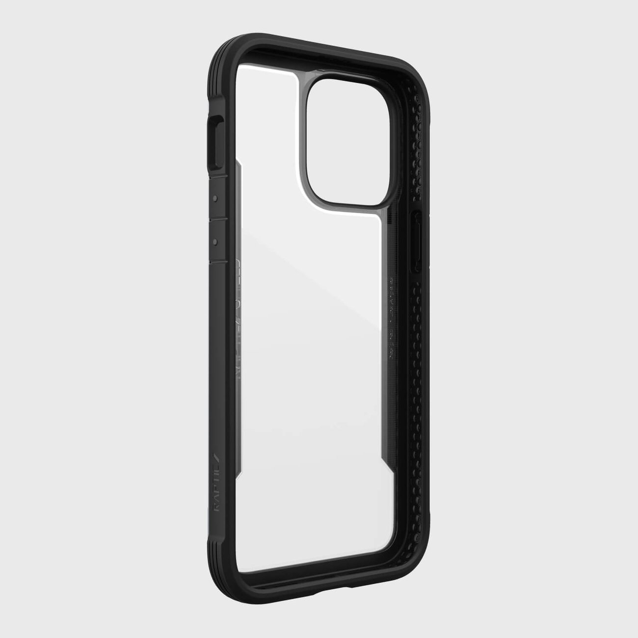Etui do iPhone 14 Pro Max Pancerne aluminiowa, przeźroczysty tył, czarna ramka